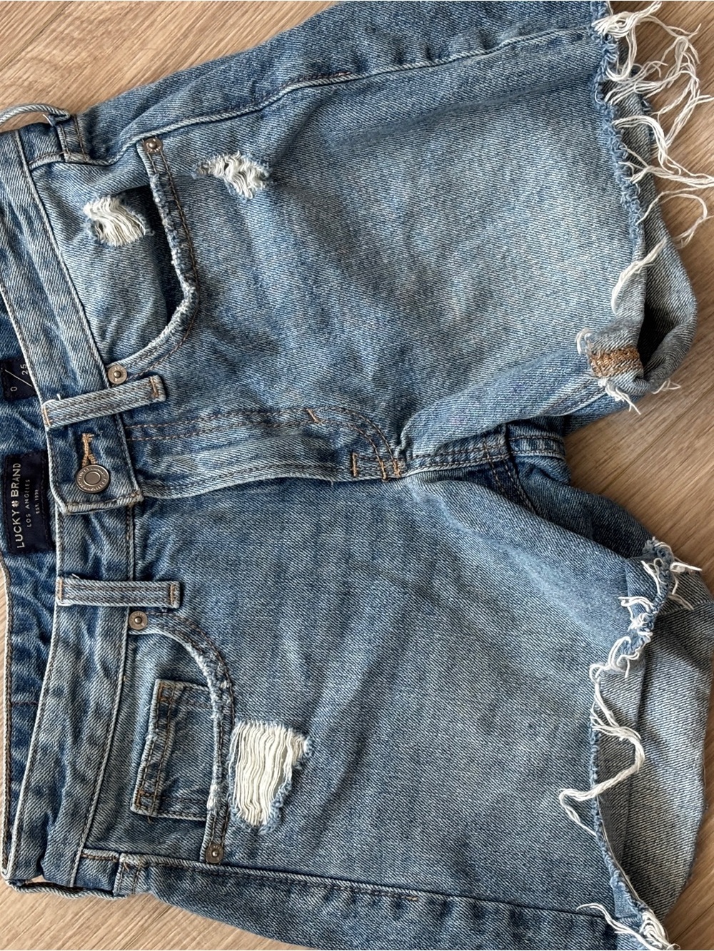 Lucky Brand Light Blue Denim Shorts with Frayed Trim